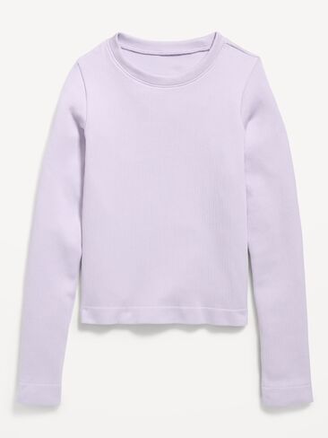 Old Navy Fitted Long-Sleeve Seamless Ribbed Performance Top for Girls - Dusky Lavender in Kuwait
