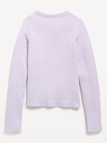 Old Navy Fitted Long-Sleeve Seamless Ribbed Performance Top for Girls - Dusky Lavender in Kuwait