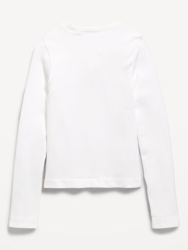 Old Navy Fitted Long-Sleeve Seamless Ribbed Performance Top for Girls - White Lilies in Kuwait