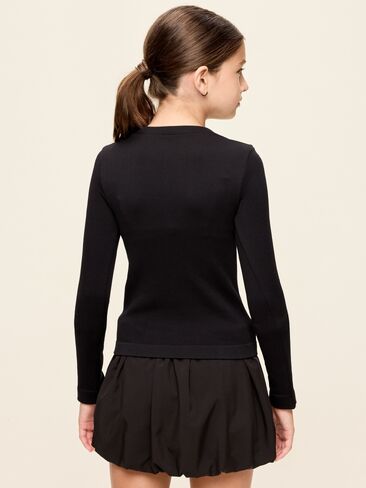Old Navy Fitted Long-Sleeve Seamless Ribbed Performance Top for Girls - Black Jack in Kuwait
