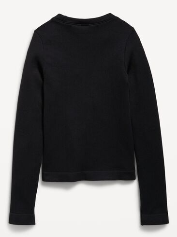 Old Navy Fitted Long-Sleeve Seamless Ribbed Performance Top for Girls - Black Jack in Kuwait