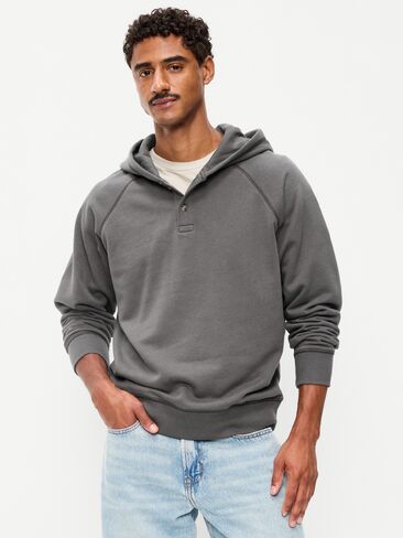 Old Navy Henley Pullover Hoodie - Stainless Steel in Saudi Arabia