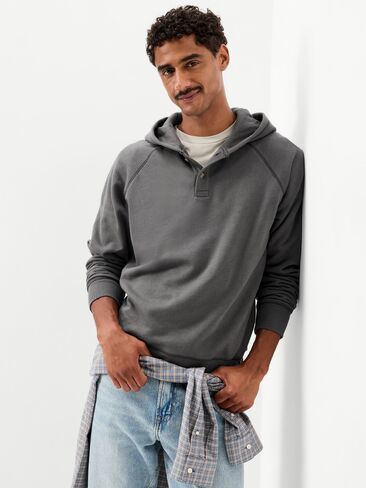 Old Navy Henley Pullover Hoodie - Stainless Steel in Saudi Arabia