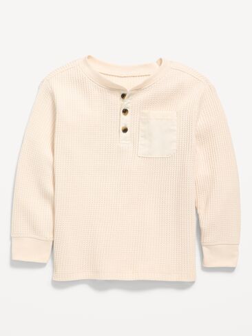 Old Navy Long-Sleeve Waffle Knit Henley T-Shirt for Toddler Boys - Howlite in Kuwait