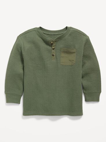 Old Navy Long-Sleeve Waffle Knit Henley T-Shirt for Toddler Boys - Alpine Tundra in Kuwait