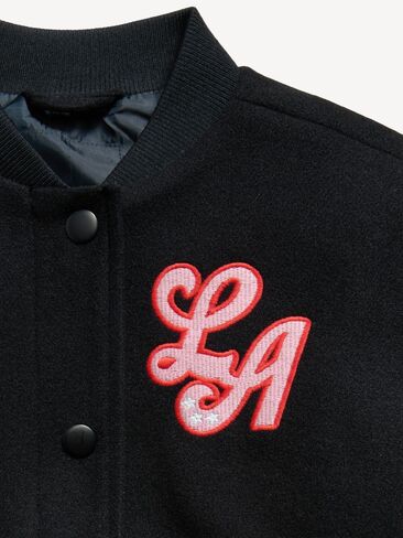 Old Navy Letterman Bomber Jacket for Girls - Black Jack in Saudi Arabia