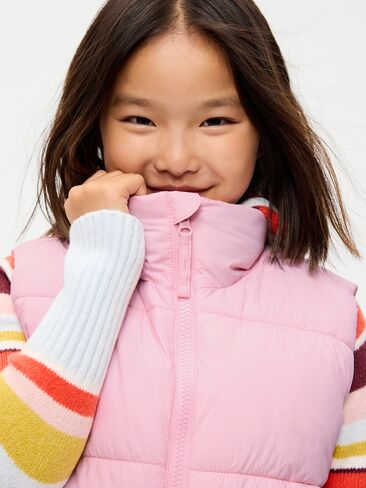 Old Navy Water-Resistant Quilted Puffer Vest for Girls - Pink Pirouette in Saudi Arabia