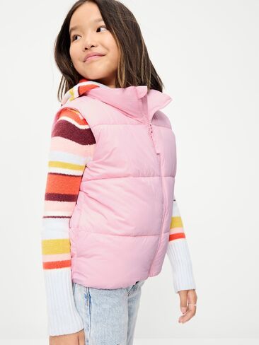 Old Navy Water-Resistant Quilted Puffer Vest for Girls - Pink Pirouette in Saudi Arabia