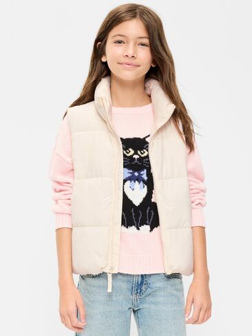 Old Navy Water-Resistant Quilted Puffer Vest for Girls - Creme De La Creme in Saudi Arabia