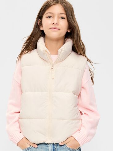 Old Navy Water-Resistant Quilted Puffer Vest for Girls - Creme De La Creme in Saudi Arabia
