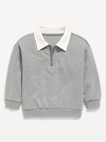 Old Navy Oversized Collared French Terry Quarter-Zip for Toddler Boys - Gray in Saudi Arabia