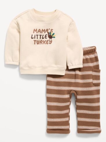 Old Navy Long-Sleeve Sweatshirt and Sweatpants Set for Baby - Brown in Saudi Arabia