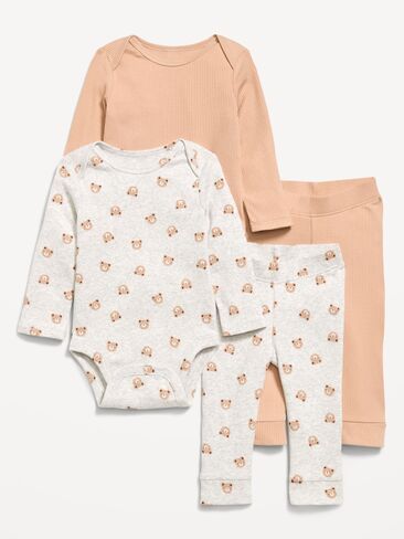 Old Navy Long-Sleeve Bodysuit and Leggings 4-Piece for Baby - Lamb in Kuwait