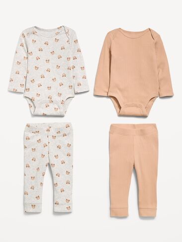 Old Navy Long-Sleeve Bodysuit and Leggings 4-Piece for Baby - Lamb in Kuwait