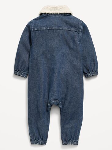 Old Navy Long-Sleeve Denim Jumpsuit for Baby - Medium Wash in Kuwait