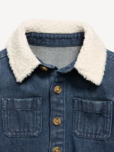 Old Navy Long-Sleeve Denim Jumpsuit for Baby - Medium Wash in Kuwait