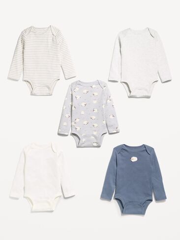 Old Navy Long-Sleeve Bodysuit 5-Pack for Baby - Lamb in Kuwait
