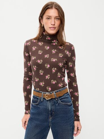 Old Navy Slim-Fit Printed Turtleneck - Black Floral in Kuwait