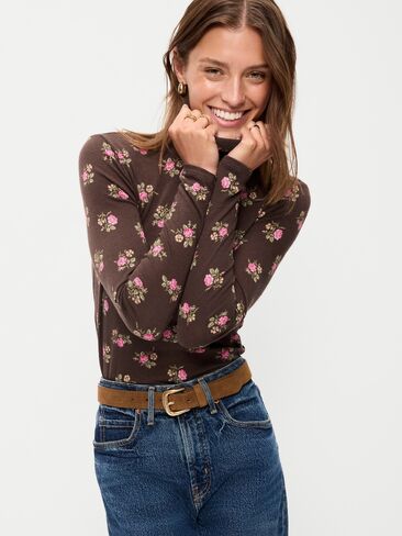 Old Navy Slim-Fit Printed Turtleneck - Black Floral in Kuwait