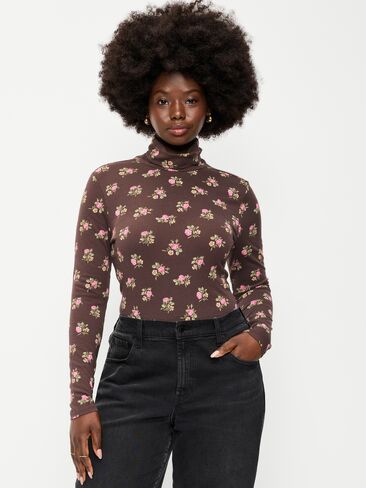 Old Navy Slim-Fit Printed Turtleneck - Black Floral in Kuwait
