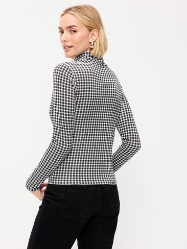 Old Navy Slim-Fit Printed Turtleneck - Black/Black Gingham in Kuwait