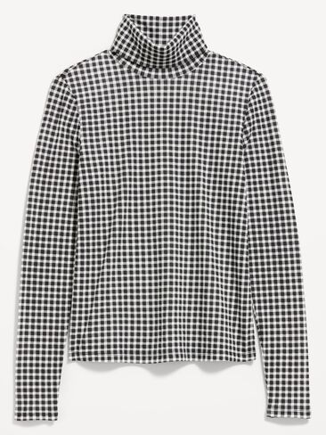 Old Navy Slim-Fit Printed Turtleneck - Black/Black Gingham in Kuwait