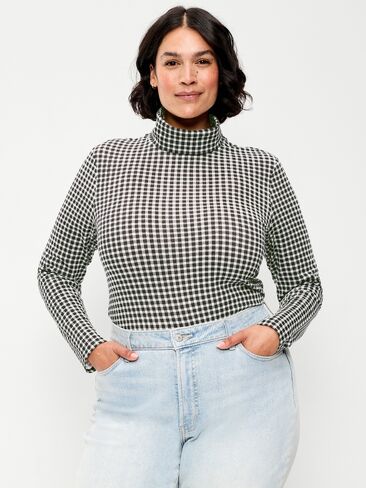 Old Navy Slim-Fit Printed Turtleneck - Black/Black Gingham in Kuwait