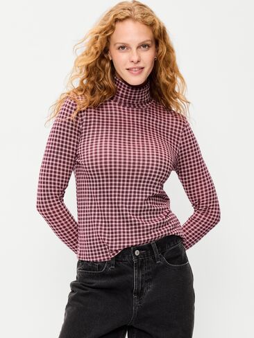 Old Navy Slim-Fit Printed Turtleneck - Red Gingham in Kuwait