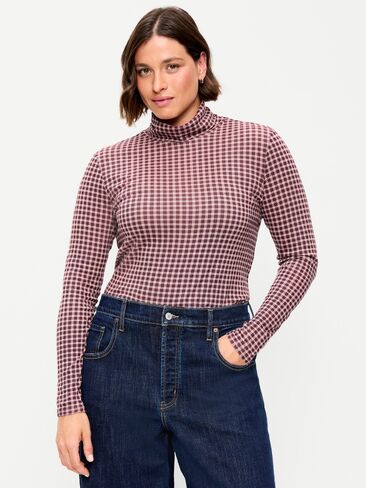 Old Navy Slim-Fit Printed Turtleneck - Red Gingham in Kuwait