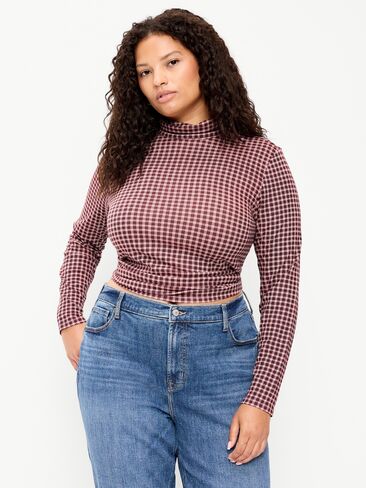 Old Navy Slim-Fit Printed Turtleneck - Red Gingham in Kuwait