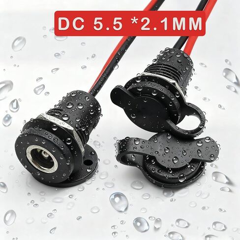 8Pack 5.5mm x 2.1MM Female DC Power Jack Socket Threaded Panel Mount Barrel Connector Adapter with 5.9 Inch Pre-soldered Wires and Dustproof Cover Cap Gytovvvz in Kuwait