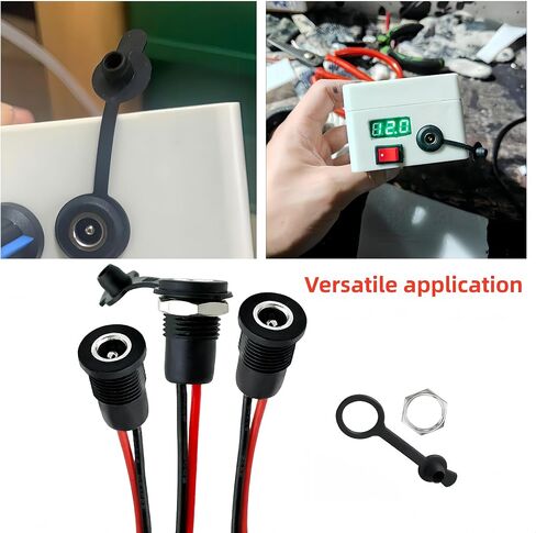 8Pack 5.5mm x 2.1MM Female DC Power Jack Socket Threaded Panel Mount Barrel Connector Adapter with 5.9 Inch Pre-soldered Wires and Dustproof Cover Cap Gytovvvz in Kuwait