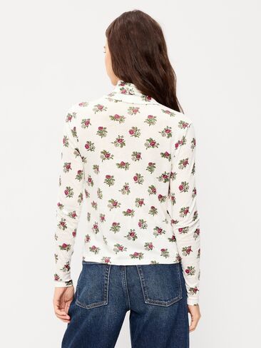Old Navy Slim-Fit Printed Turtleneck - White Floral in Kuwait