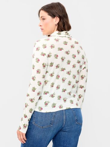 Old Navy Slim-Fit Printed Turtleneck - White Floral in Kuwait
