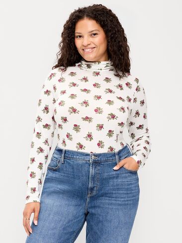Old Navy Slim-Fit Printed Turtleneck - White Floral in Kuwait