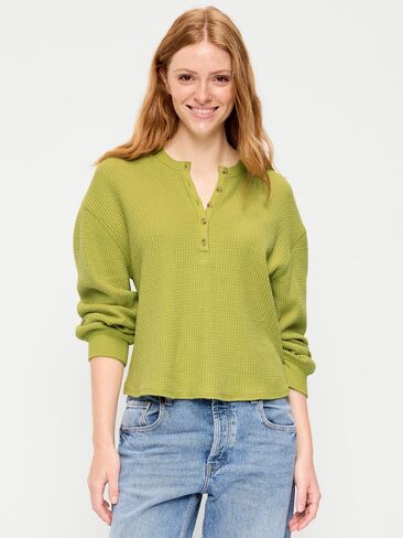 Old Navy Long-Sleeve Crew-Neck Henley T-Shirt - Wasabi in Kuwait