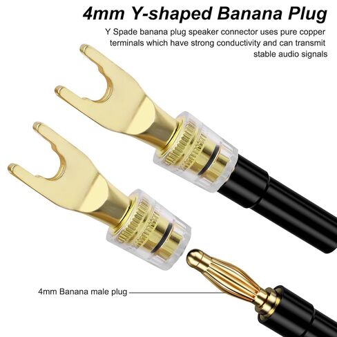 XMSJSIY Y Spade Plug 4mm Banana Female Plug Connector Black & Red U Fork in Kuwait