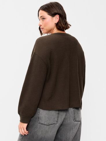 Old Navy Long-Sleeve Crew-Neck Henley T-Shirt - Black Coffee in Kuwait