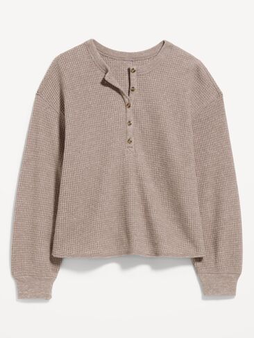 Old Navy Long-Sleeve Crew-Neck Henley T-Shirt - Mushroom in Kuwait