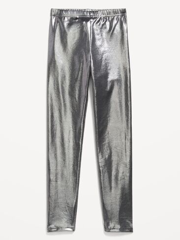 Old Navy Shiny Foil Print Leggings for Girls - Black Shine in Kuwait