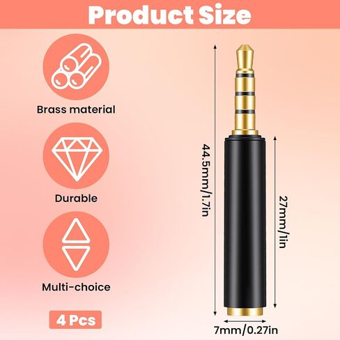 4 Pack 3.5mm TRS to TRRS Adapter, Microphone Audio Converter TRRS to TRS Adapter for Cameras Computer in Kuwait