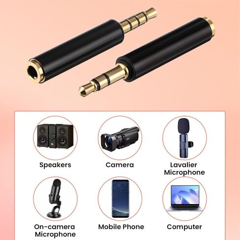 4 Pack 3.5mm TRS to TRRS Adapter, Microphone Audio Converter TRRS to TRS Adapter for Cameras Computer in Kuwait