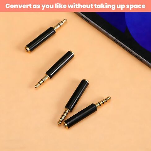 4 Pack 3.5mm TRS to TRRS Adapter, Microphone Audio Converter TRRS to TRS Adapter for Cameras Computer in Kuwait