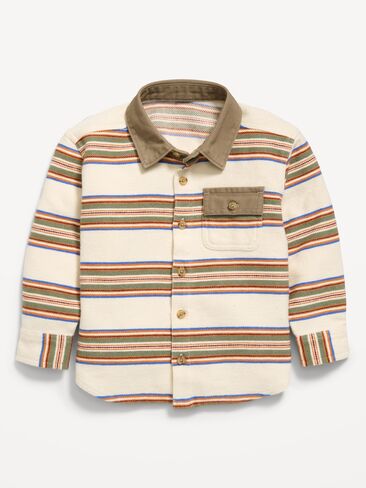Old Navy Long-Sleeve Utility Pocket Shirt for Toddler Boys - Tonal Stripe in Kuwait