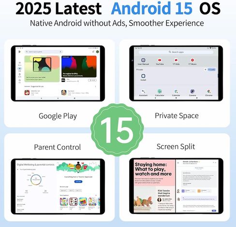 تابلت Topsand 2025 Android 15 مقاس 8 بوصات، معالج ثماني النواة، ذاكرة وصول عشوائي 12 جيجا بايت، ذاكرة تخزين داخلية 64 جيجا بايت، 2 تيرابايت قابلة للتوسيع، شاشة IPS HD 1280 * 800، WiFi6، BT5.4، Widevine L1، تابلت كاميرا مزدوجة 5MP+8MP in Kuwait