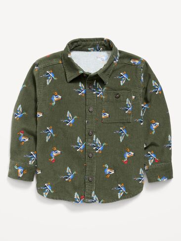 Old Navy Printed Long-Sleeve Corduroy Shirt for Toddler Boys - Alpine Tundra in Kuwait