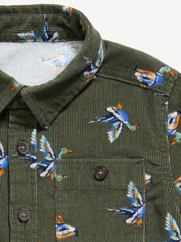 Old Navy Printed Long-Sleeve Corduroy Shirt for Toddler Boys - Alpine Tundra in Kuwait