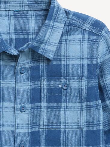Old Navy Long-Sleeve Plaid Flannel Shirt for Toddler Boys - Blue Plaid in Kuwait