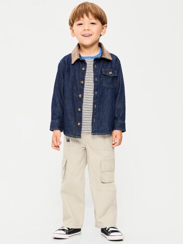 Old Navy Long-Sleeve Denim Shirt for Toddler Boys - Dark Wash in Kuwait