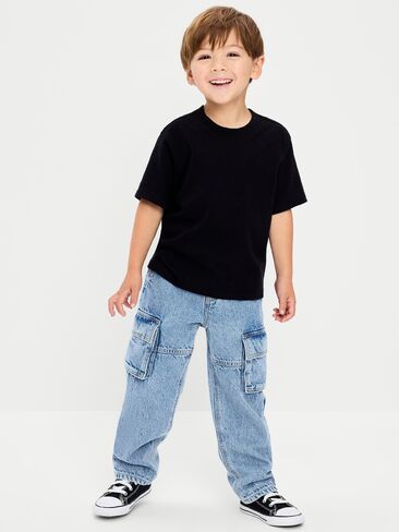 Old Navy Super Baggy Barrel-Leg Cargo Jeans for Toddler Boys - Light Wash in Kuwait